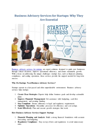 Transform Your Startup with Expert Business Advisory Services