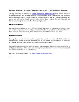 Glassware Manufacturer