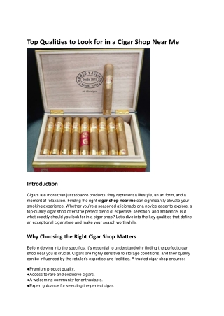 Top Qualities to Look for in a Cigar Shop Near Me