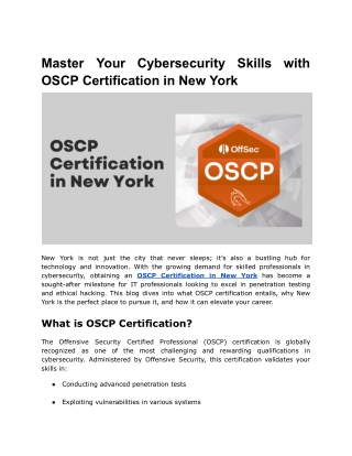 master oscp certification in new york
