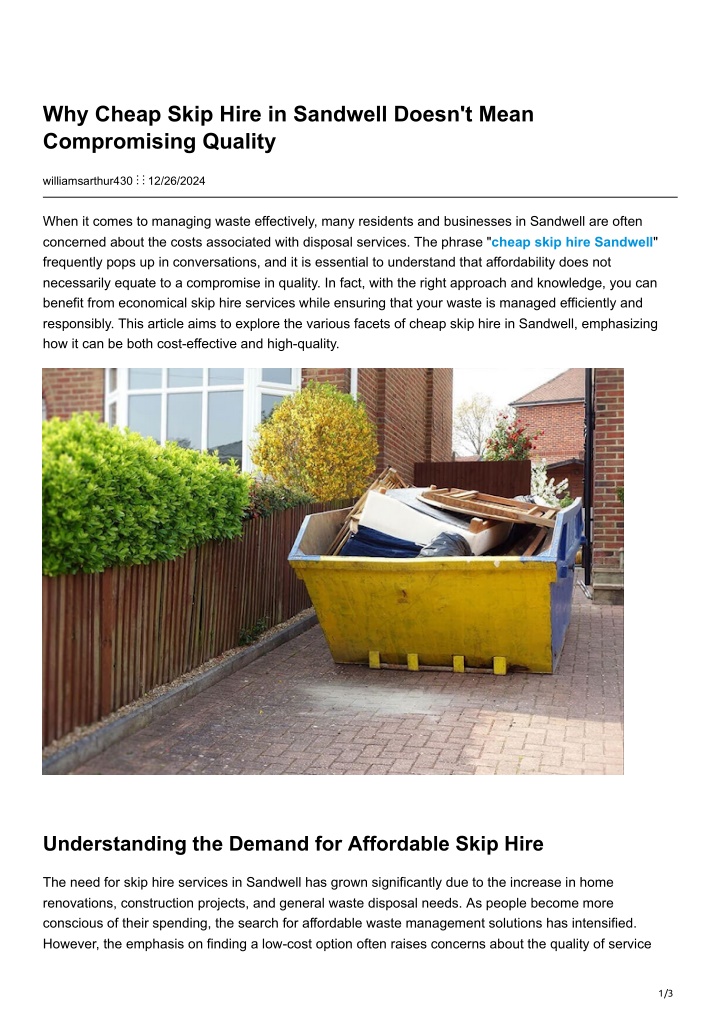 why cheap skip hire in sandwell doesn t mean