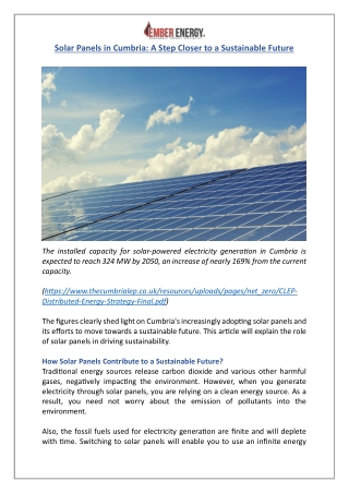 Solar Panels in Cumbria | Sustainable Energy Solutions | Ember