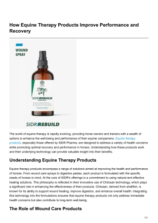 How Equine Therapy Products Improve Performance and Recovery