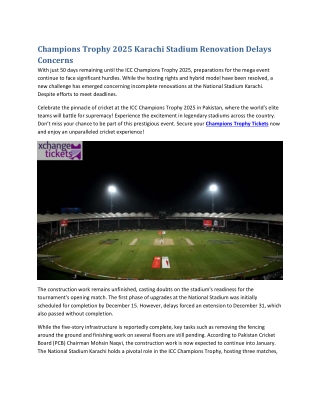 champions trophy 2025 karachi stadium renovation