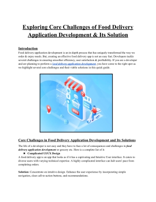 Exploring Food Delivery Application Development