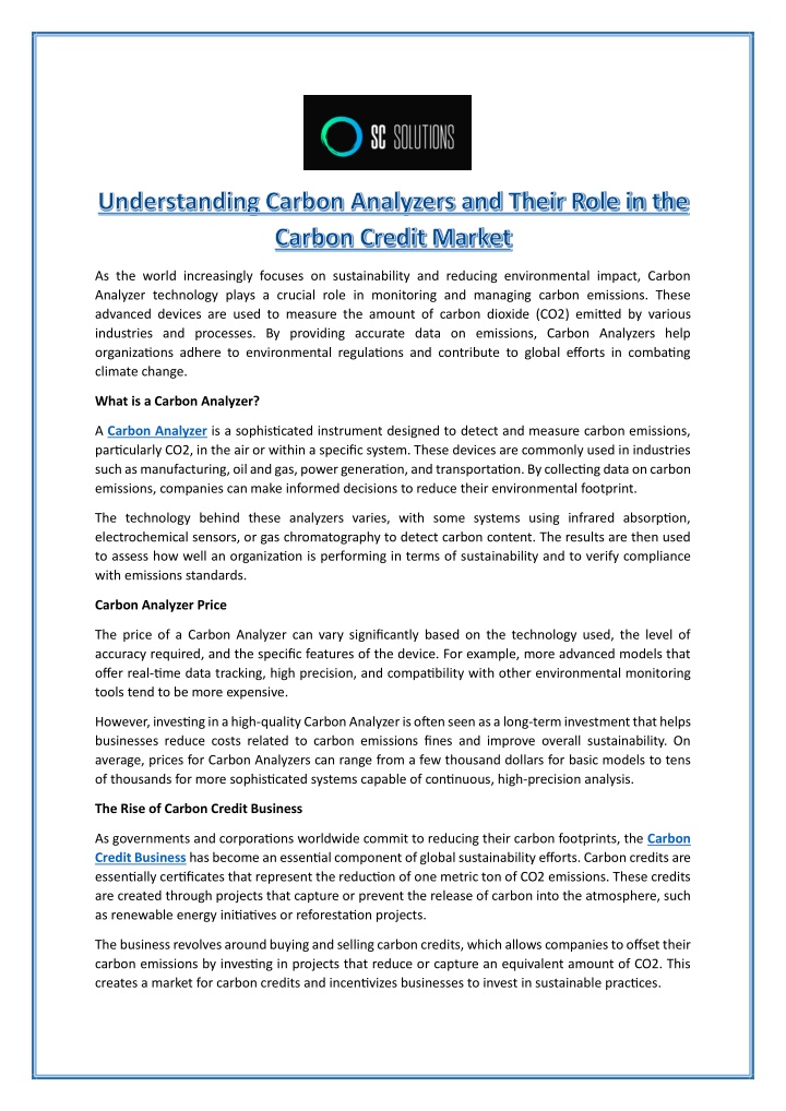 understanding carbon analyzers and their role