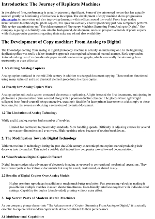 The Progression of Photocopier: Coming From Analog to Digital.