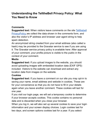 Tellthebell PrivacyPolicy