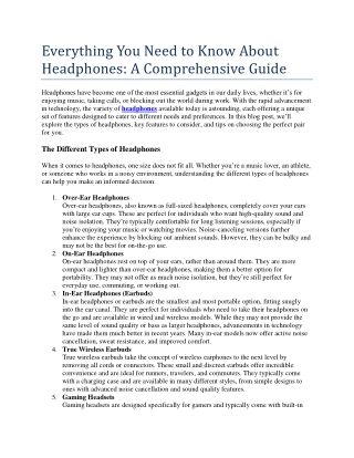 Everything You Need, Know About Headphones