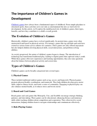 the importance of children s games in development