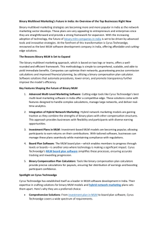 binary multilevel marketing s future in india