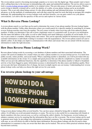 The Reverse Phone Search Process - How it Works and its Applications