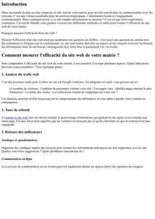 Comment mesurer l'efficacité du site web de votre mairie ?