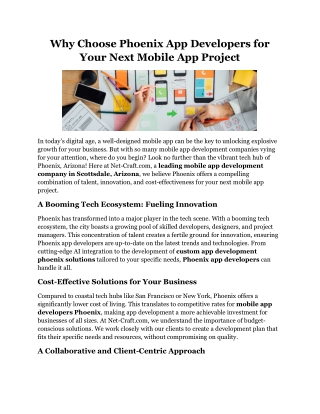 Why Choose Phoenix App Developers for Your Next Mobile App Project