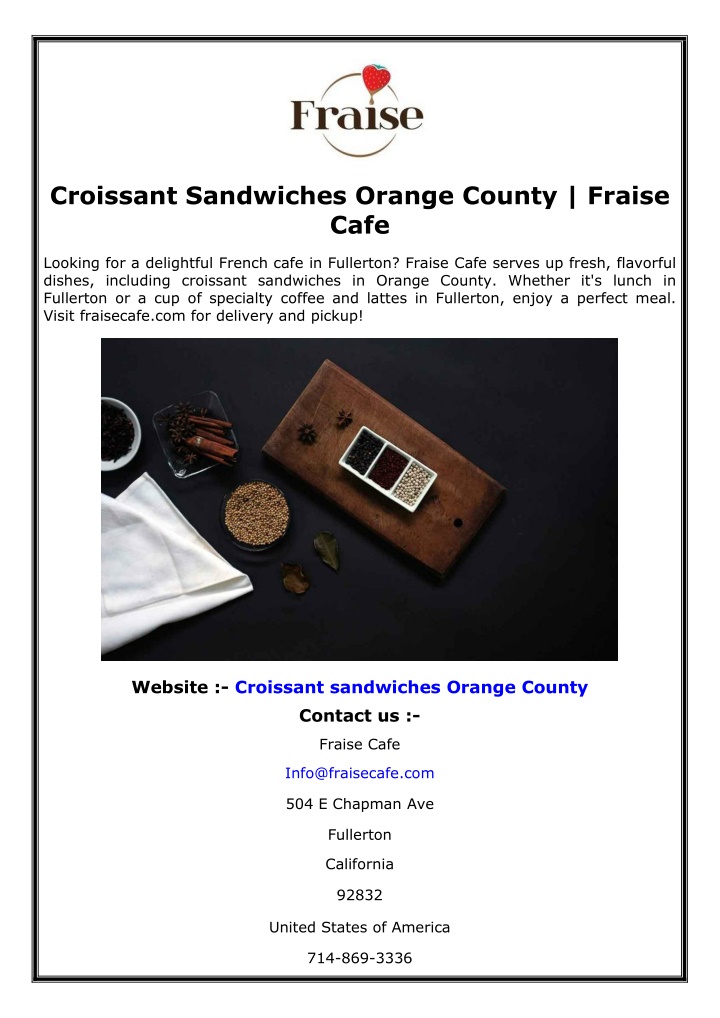 croissant sandwiches orange county fraise cafe