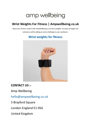 Wrist Weights For Fitness  Ampwellbeing.co.uk