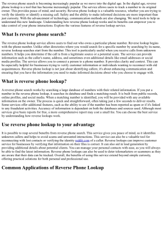 How Reverse Phone Lookup Works - Understanding the Process and Its Applications