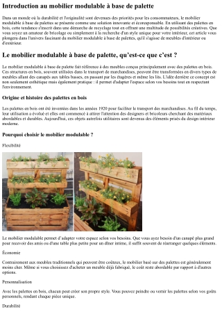 “Le mobilier modulable à base de palette, qu’est-ce que c’est ?”