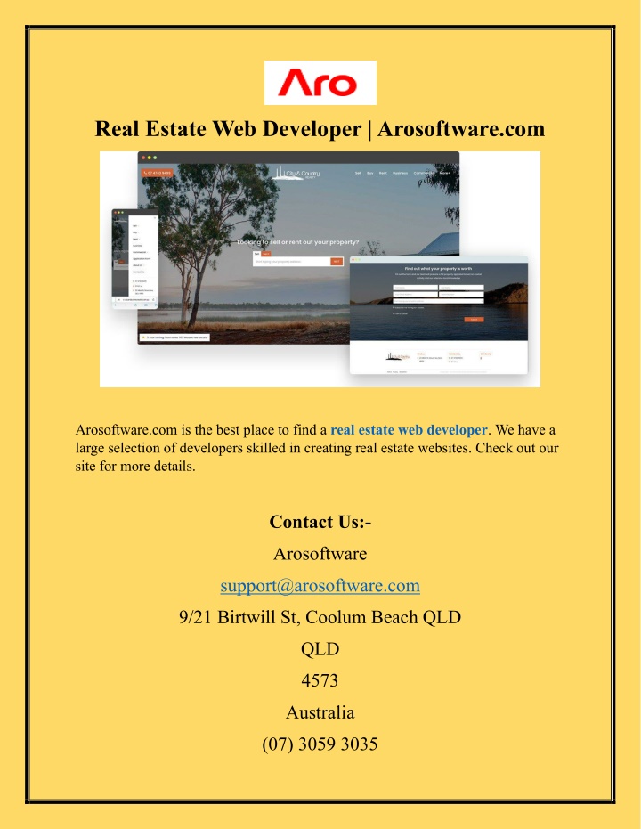 real estate web developer arosoftware com