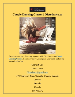 Couple Dancing Classes  Oletodance.ca