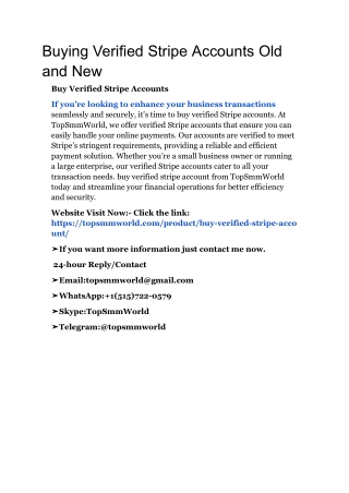 Buying Verified Stripe Accounts Old and New