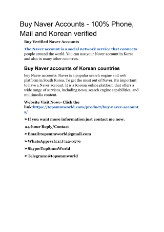 Buy Naver Accounts - 100% Phone, Mail and Korean verified