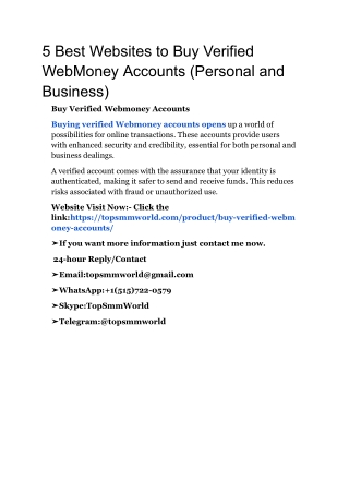 5 Best Websites to Buy Verified WebMoney Accounts (Personal and Business)