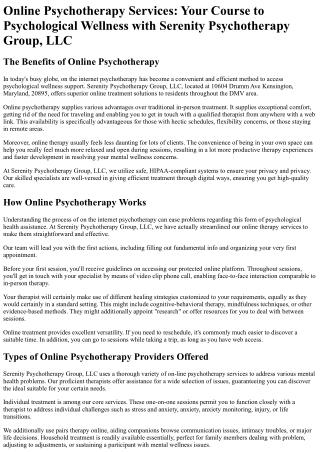 Serenity Psychotherapy Group