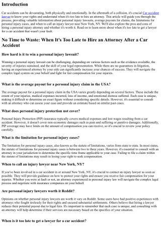 No Time to Waste: When It's Too Late to Hire an Attorney After a Car Accident