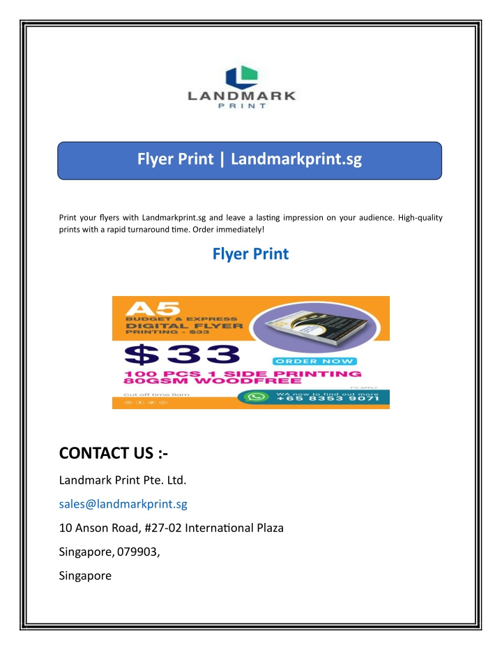 flyer print landmarkprint sg