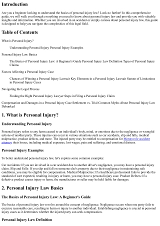 The Basics of Personal Injury Law: A Beginner's Guide