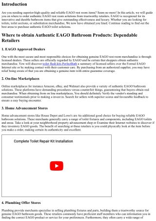 Where to purchase Reliable EAGO Rest room Items: Dependable Stores
