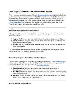 3 stage snow blower