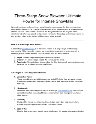 Three-Stage Snow Blowers