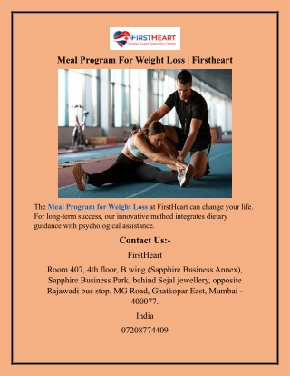 Meal Program For Weight Loss  Firstheart