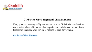 Car Service Wheel Alignment Chabillstire.com