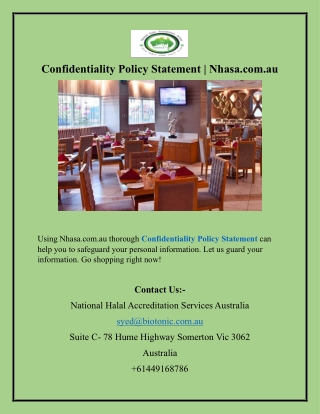 confidentiality policy statement nhasa com au