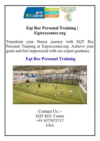 Eqt Rec Personal Training  Eqtreccenter.org