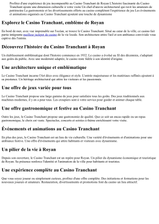 Découvrez le Casino Tranchant de Royan
