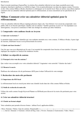 “Millau: Comment créer un calendrier éditorial optimisé pour le référencement.”