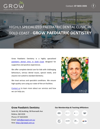 HIGHLY SPECIALIZED PAEDIATRIC DENTAL CLINIC IN GOLD COAST - GROW PAEDIATRIC DENT