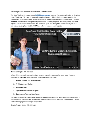 mastering the sy0 601 exam your ultimate guide
