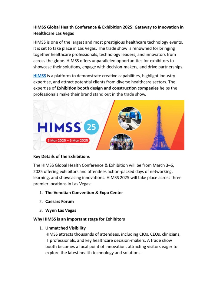 PPT HIMSS Global Health Conference & Exhibition 2025 Trade Show