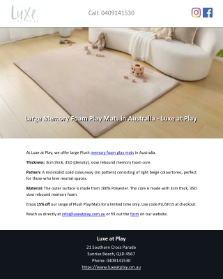 Large Memory Foam Play Mats in Australia - Luxe at Play