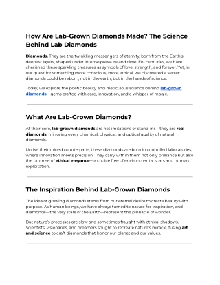 How Are Lab-Grown Diamonds Made