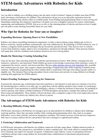 STEM-tastic Adventures with Robotics for Kidsfor youthsfor teenagersfor children
