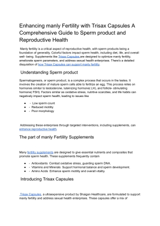 enhancing manly fertility with trisax capsules