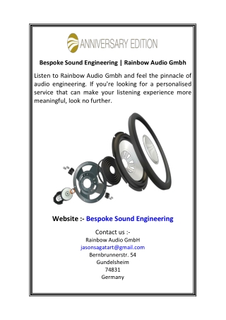 bespoke sound engineering rainbow audio gmbh