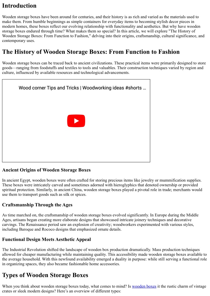 Ppt - The History Of Wooden Storage Boxes: From Function To Fashion 