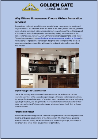 Why Ottawa Homeowners Choose Kitchen Renovation Services?